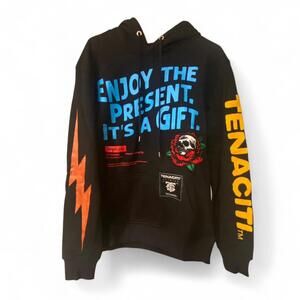 Tenaciti "Enjoy the Present, It's a Gift" Graphic Hoodie (RARE) - Small